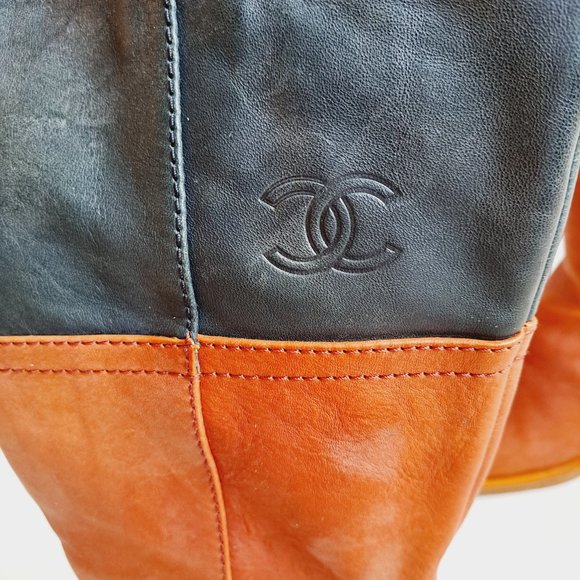 Chanel Brown Black Leather Boots Size 36.5 - Picture 11 of 16
